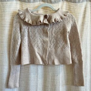 Moth Ruffled cream Cardigan